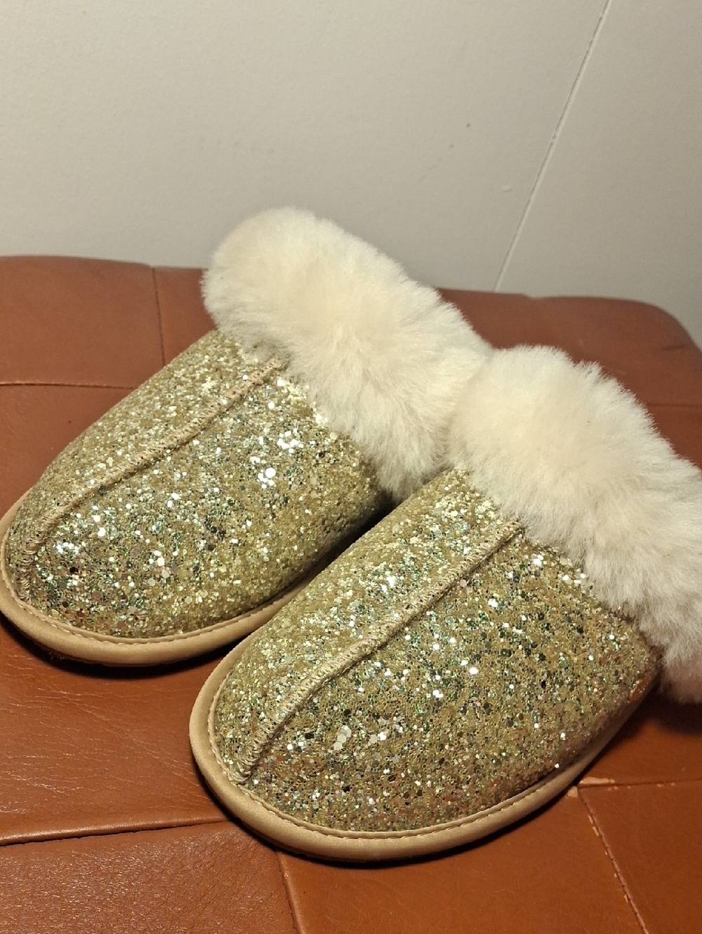 UGG Plush Sheepskin Slippers in Light Chestnut